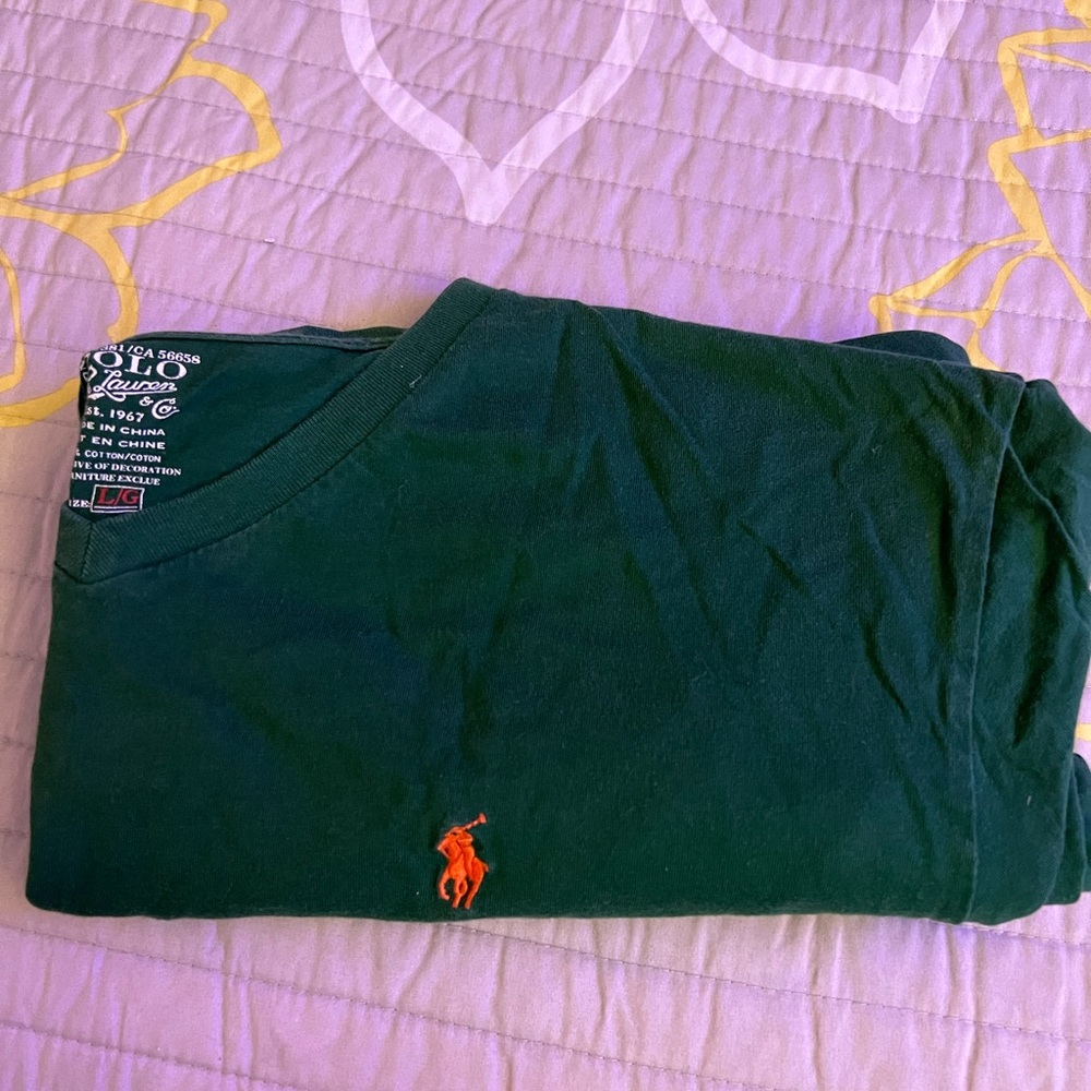 Mens Green Polo V Neck